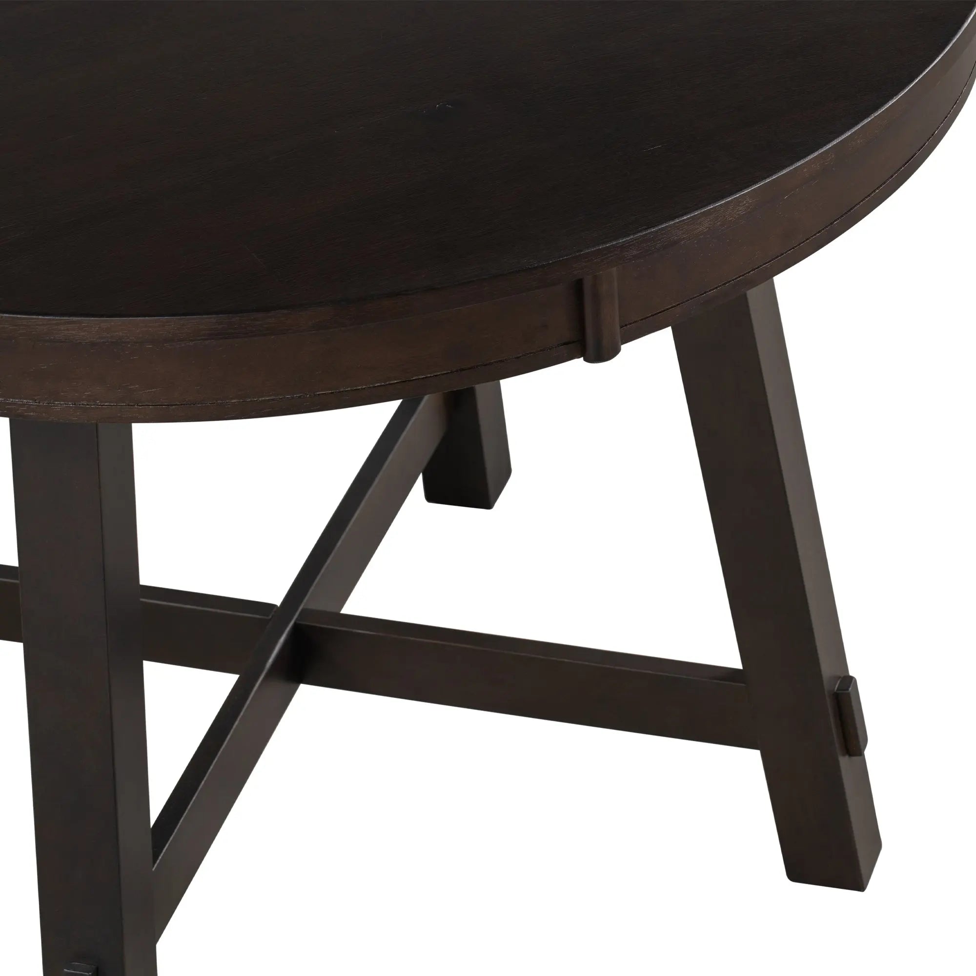 TREXM Farmhouse Round Extendable Dining Table with 16" Leaf – Espresso Wood Kitchen Table Next Gen Luxe Solutions