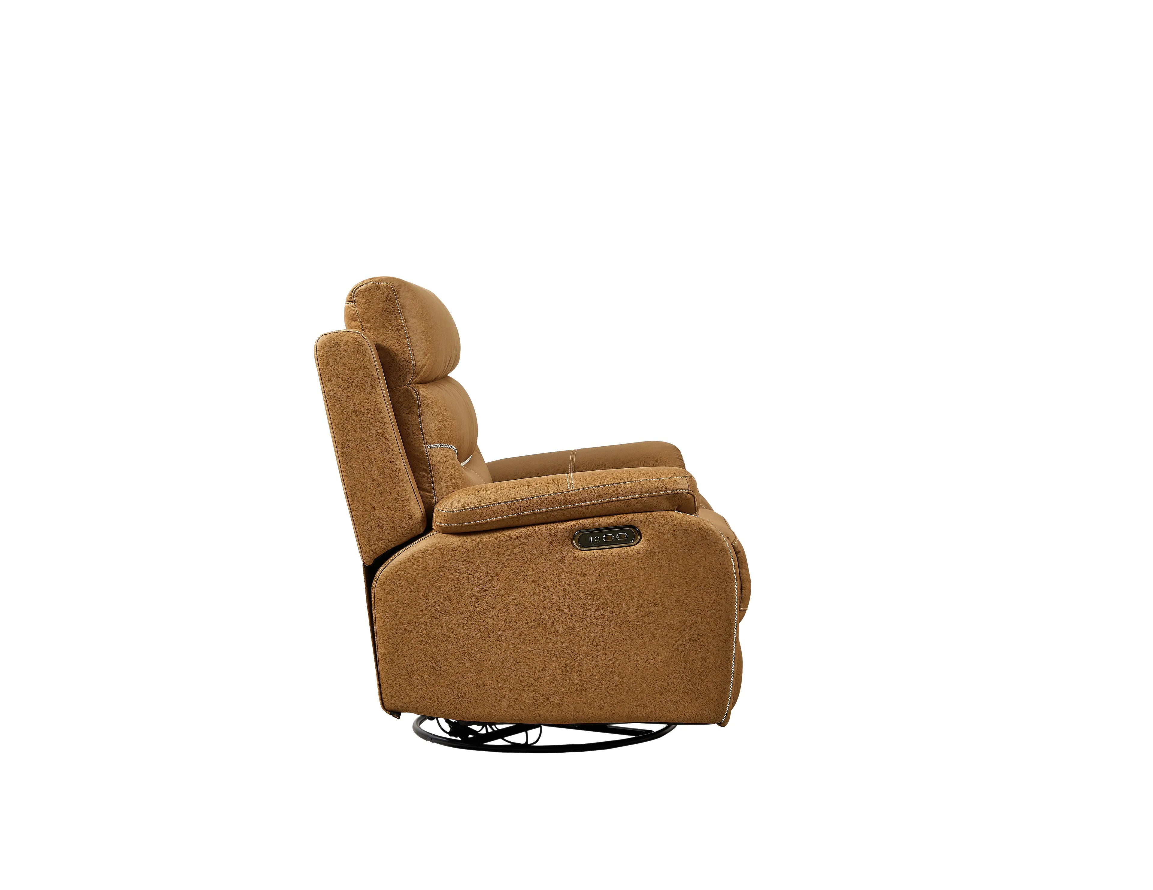 Liyasi Dual OKIN Motor Power Swivel Rocker Recliner Chair | 240° Swivel, Infinite Position, Power Headrest, USB Charging, 330 lb – Yellow Brown Next Gen Luxe Solutions