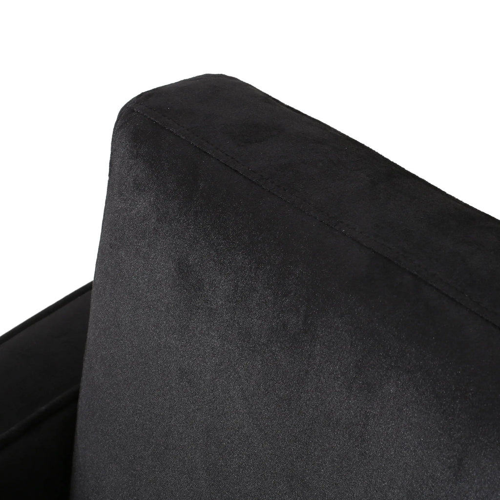 Modern Glam Velvet Club Armchair – Geometric U-Shape, Silver Accents & Stainless Steel Legs (Black) Next Gen Luxe Solutions