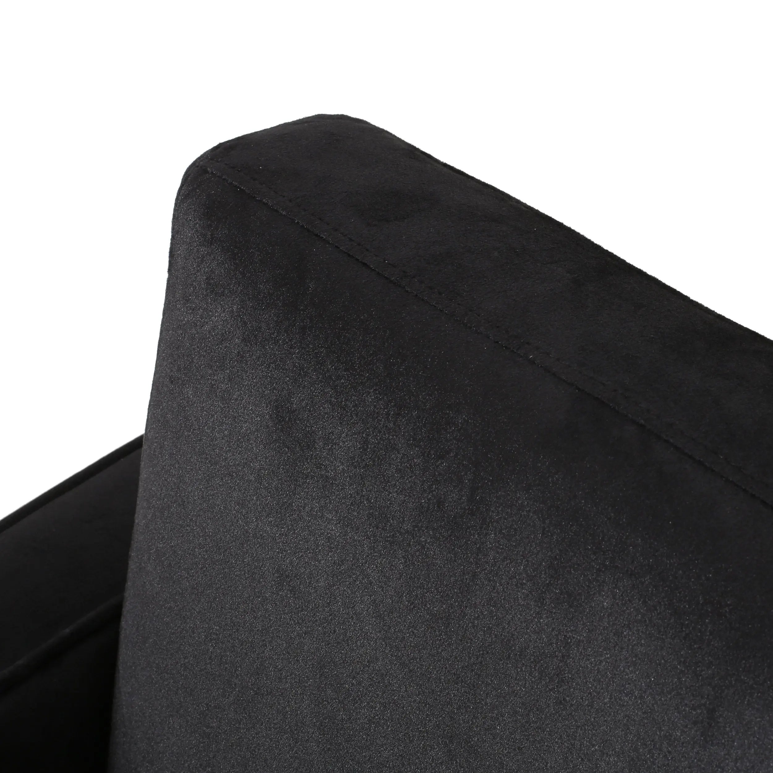 Modern Glam Velvet Club Armchair – Geometric U-Shape, Silver Accents & Stainless Steel Legs (Black) Next Gen Luxe Solutions