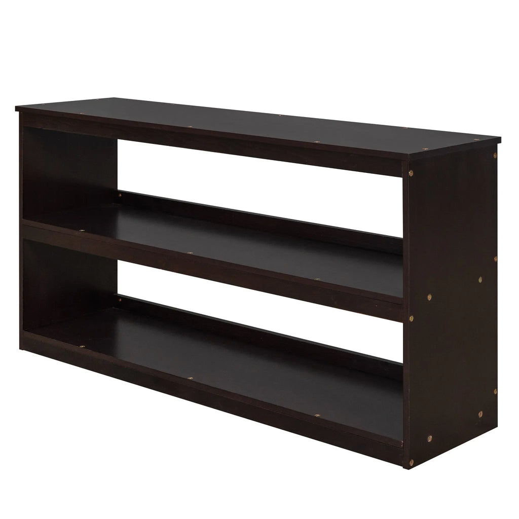 Full Size Low Loft Bed with Rolling Desk, Cabinet, Shelves & Safety Rails | Solid Wood Study Loft Bed – Espresso Next Gen Luxe Solutions