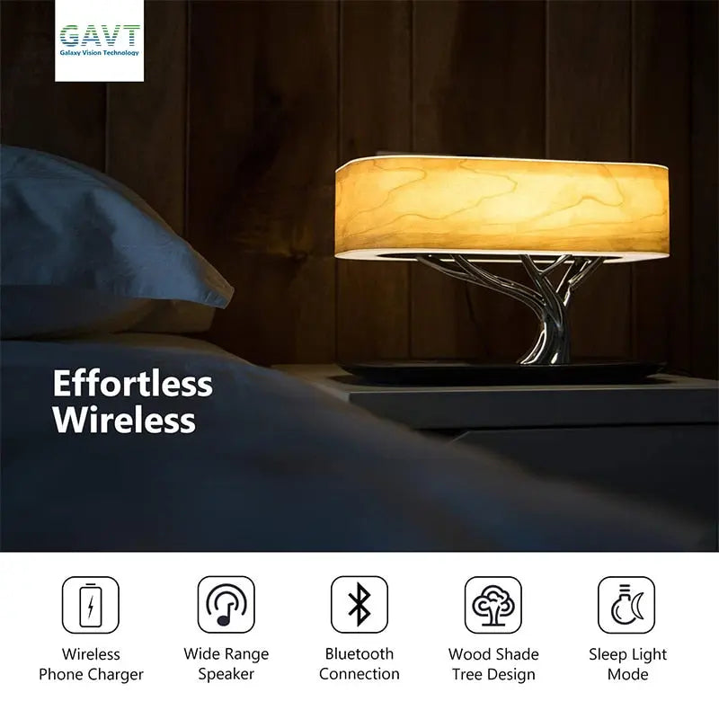 Modern Tree LED Table Lamp | Dimmable, Bluetooth Speaker & Wireless Phone Charger Next Gen Luxe Solutions