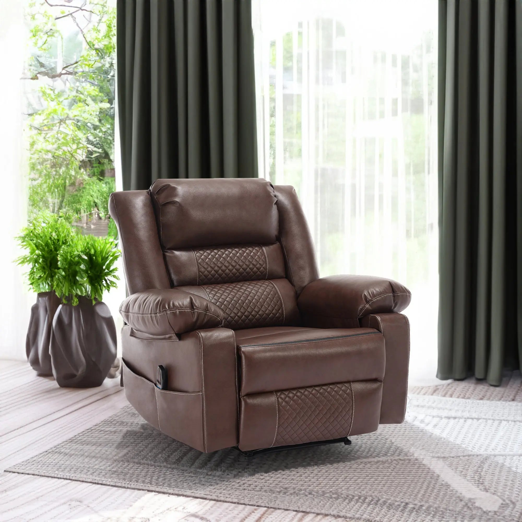 Breathable Leather Massage Recliner Chair Manual Living Room Reclining Sofa Next Gen Luxe Solutions