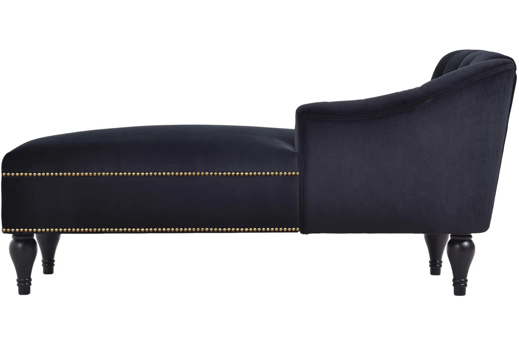 58 Inch Velvet Lounge Chair Button Tufted Right Arm Chaise with Nailhead Decoration Next Gen Luxe Solutions