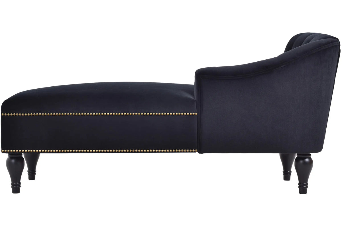 58 Inch Velvet Lounge Chair Button Tufted Right Arm Chaise with Nailhead Decoration Next Gen Luxe Solutions
