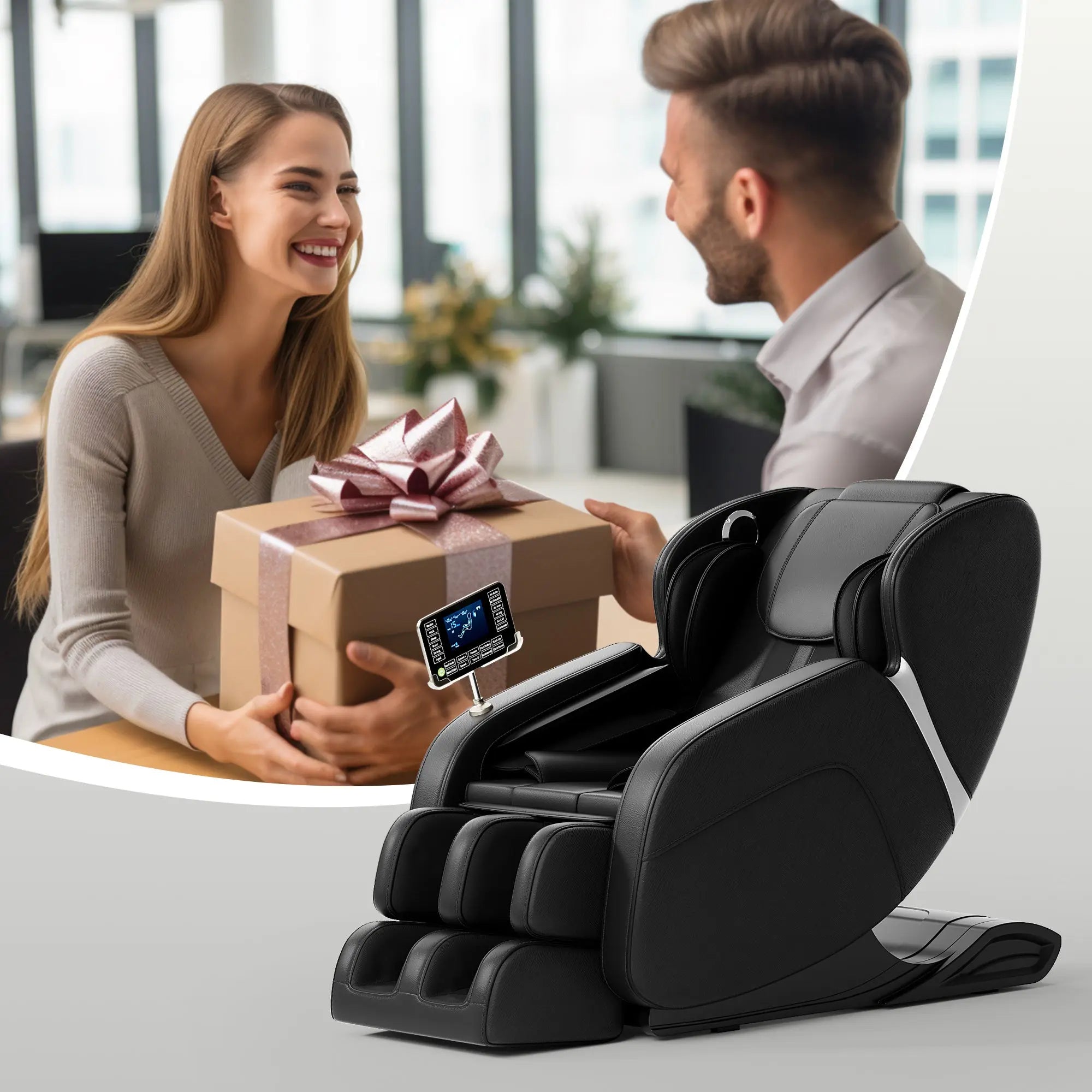 Full Body Deep Tissue Massage Chair with Foot Massage, 8 Fixed Rollers & Touch Screen – Fits 5'1"–5'9" (Black) Next Gen Luxe Solutions