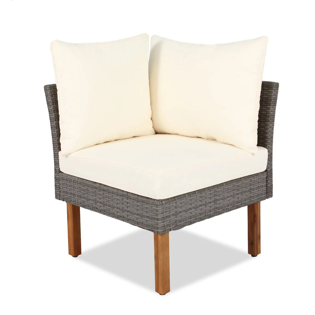 9-Piece Outdoor PE Rattan Patio Furniture Set | Acacia Wood Legs & Tabletop, Sectional Sofa with Coffee Table, Washable Cushions – Beige Next Gen Luxe Solutions