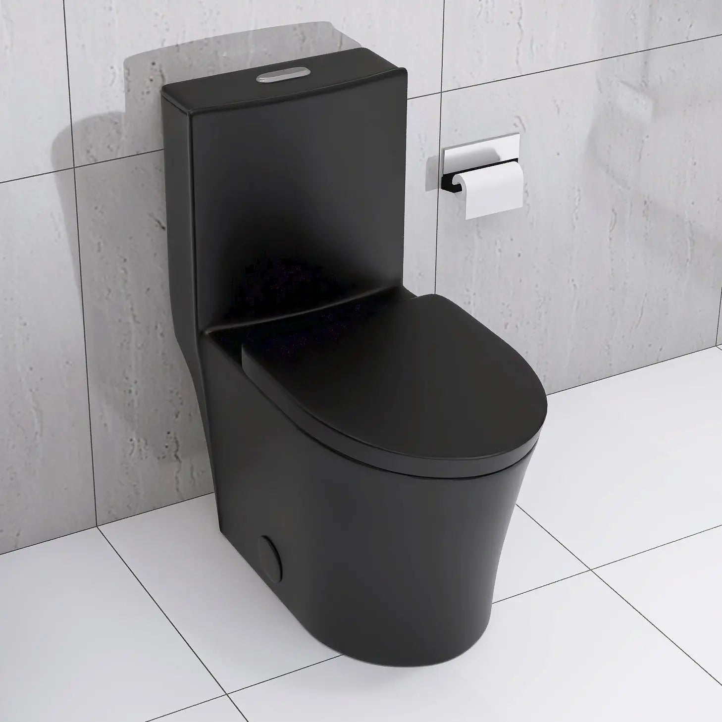 Matte Black Elongated One Piece Toilet Dual Flush 1.1/1.6 GPF Water Saving Map 1000g Next Gen Luxe Solutions