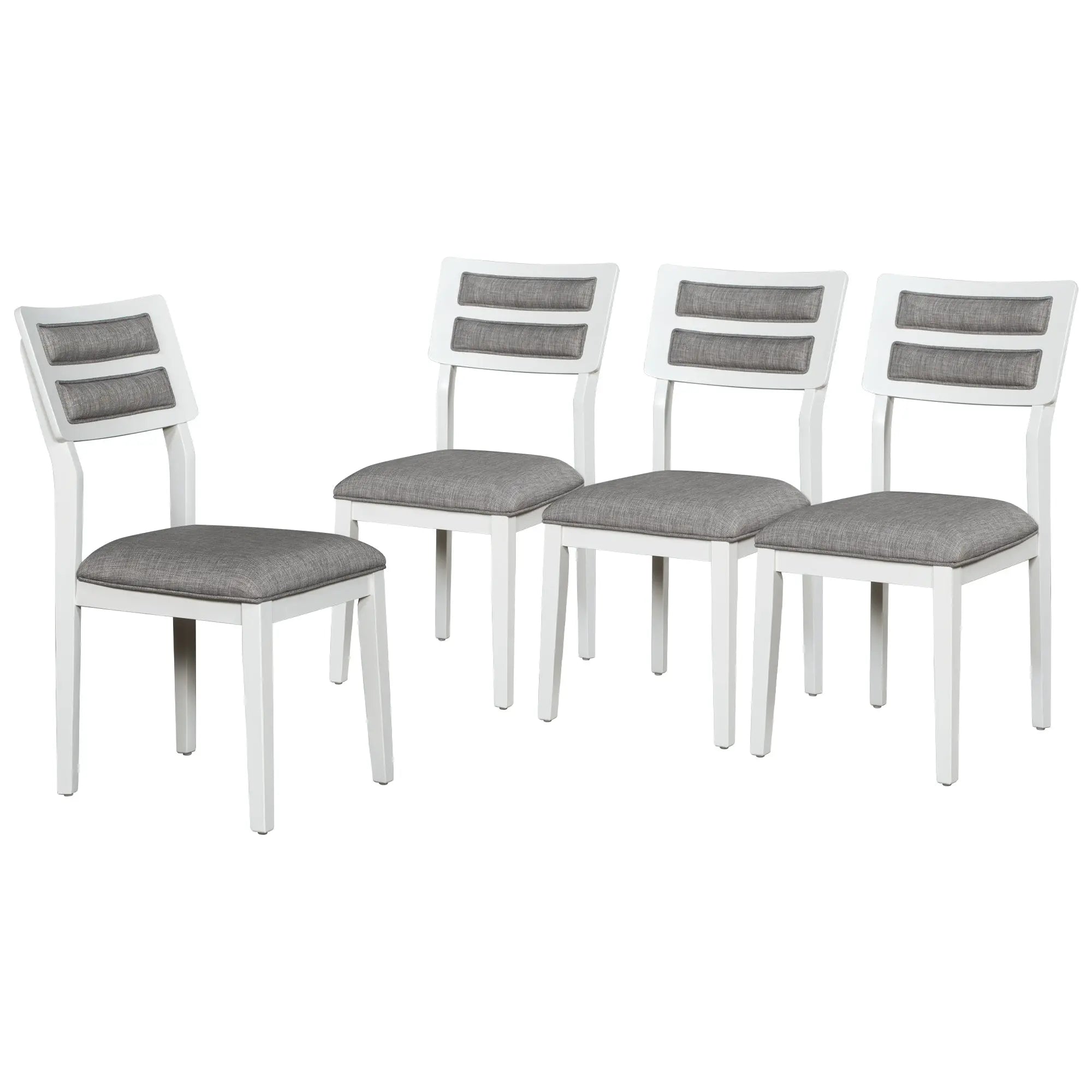 TREXM 6-Piece Classic Dining Set – Table, 4 Upholstered Chairs & Bench (White+Gray) Next Gen Luxe Solutions