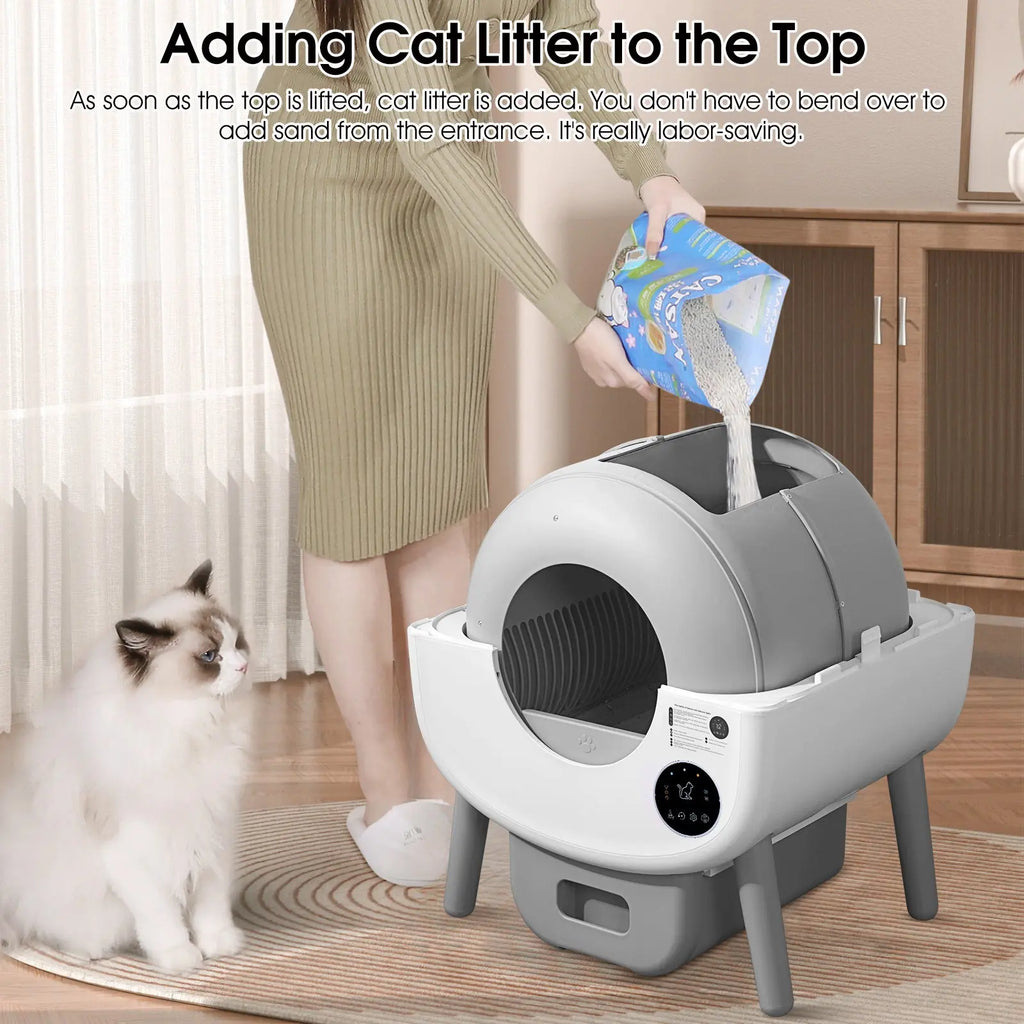 Automatic Smart Cat Litter Box, Large Capacity Self-Cleaning Litter Box with Infrared/Gravity/Ambient Light Function(Model B) Next Gen Luxe Solutions