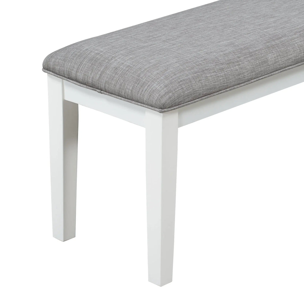 TREXM 6-Piece Classic Dining Set – Table, 4 Upholstered Chairs & Bench (White+Gray) Next Gen Luxe Solutions