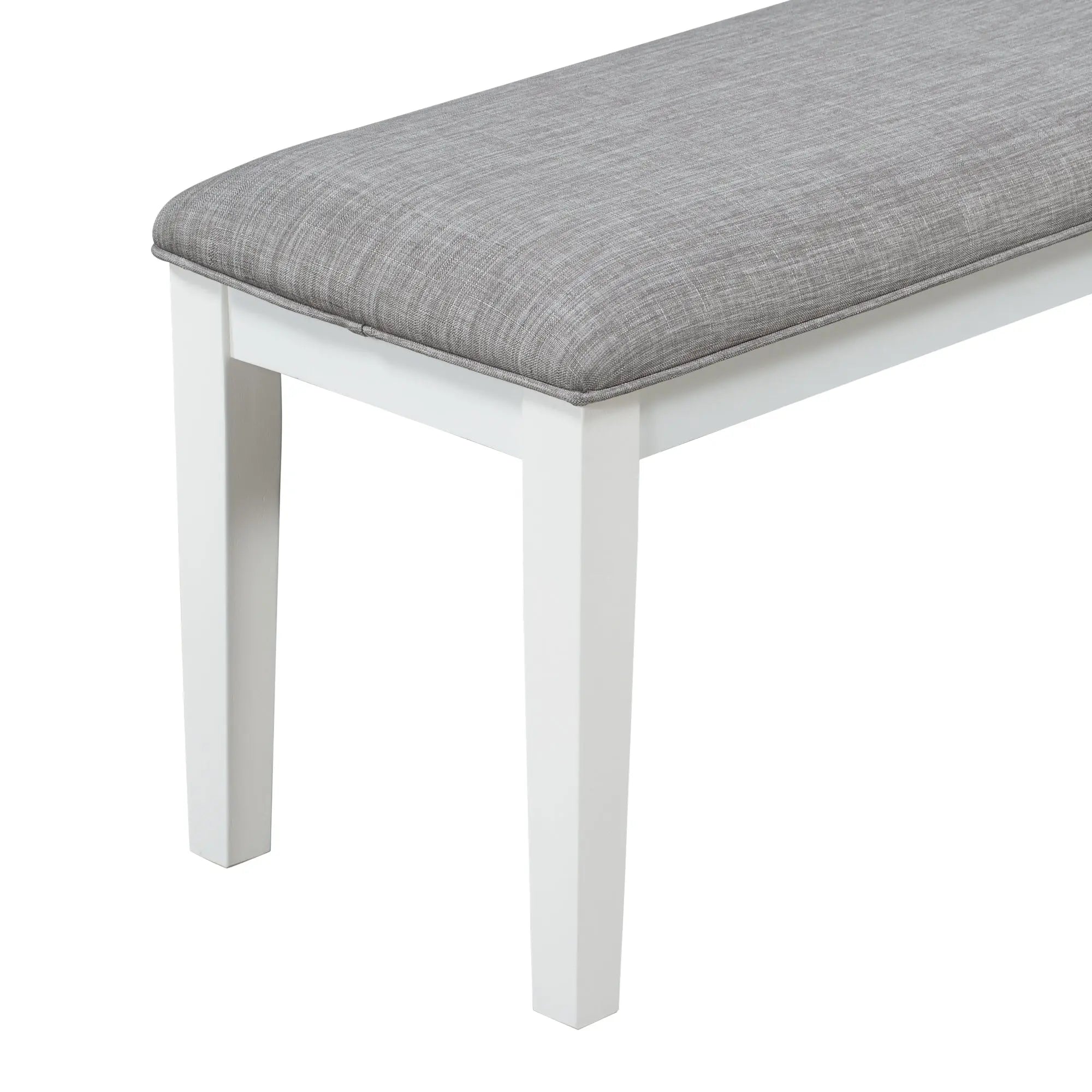 TREXM 6-Piece Classic Dining Set – Table, 4 Upholstered Chairs & Bench (White+Gray) Next Gen Luxe Solutions
