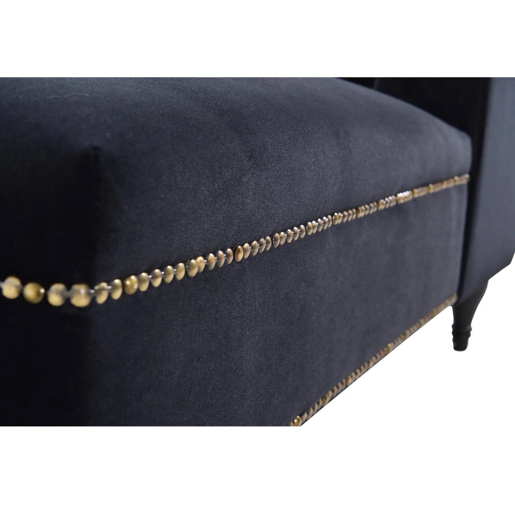 58 Inch Velvet Lounge Chair Button Tufted Right Arm Chaise with Nailhead Decoration Next Gen Luxe Solutions