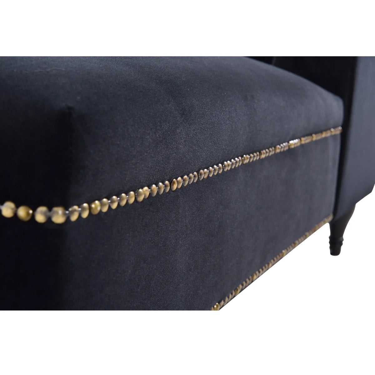 58 Inch Velvet Lounge Chair Button Tufted Right Arm Chaise with Nailhead Decoration Next Gen Luxe Solutions