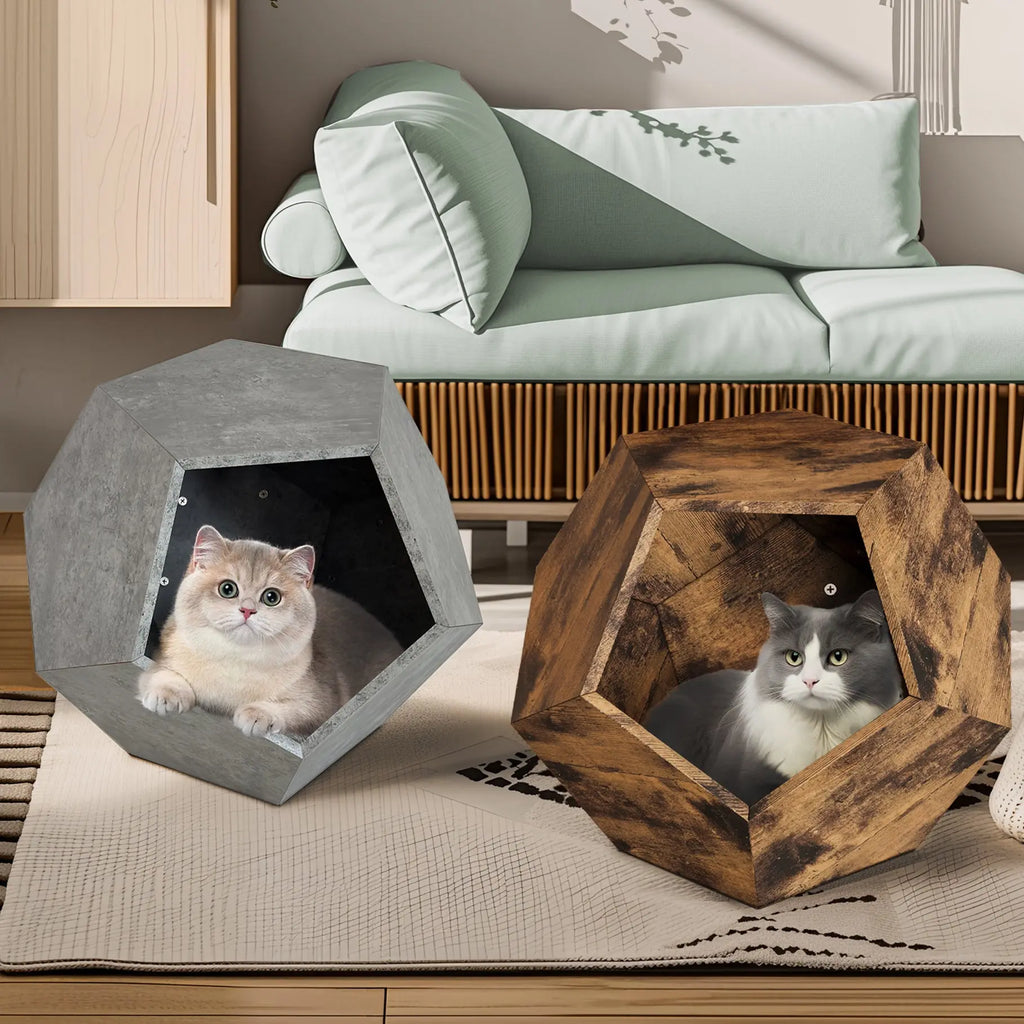 25.98" Modern Pet Furniture Cat Kennel & Side Table – MDF Multi-Purpose, Antique Wood Next Gen Luxe Solutions