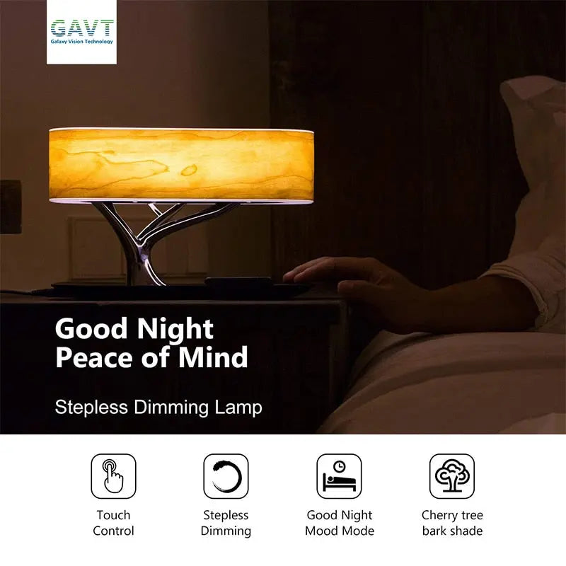 Modern Tree LED Table Lamp | Dimmable, Bluetooth Speaker & Wireless Phone Charger Next Gen Luxe Solutions