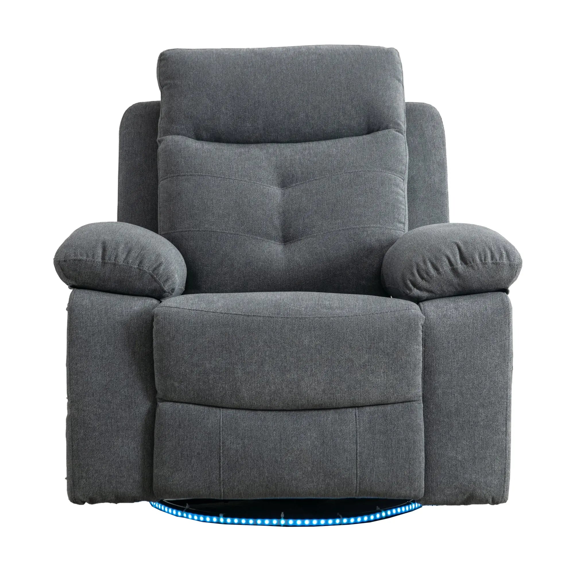 Power Recliner Glider Chair with Bluetooth Speaker | 270° Swivel, LED Light, USB+C Charging, Retractable Footrest, Storage Pockets – Light Grey Linen Next Gen Luxe Solutions