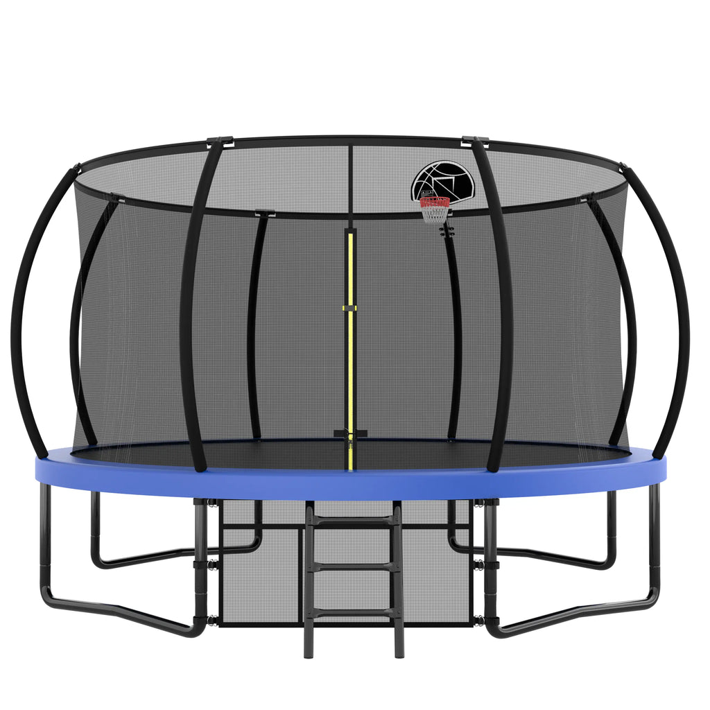 12FT Recreational Kids Trampoline with Safety Enclosure Net & Ladder – Outdoor Next Gen Luxe Solutions