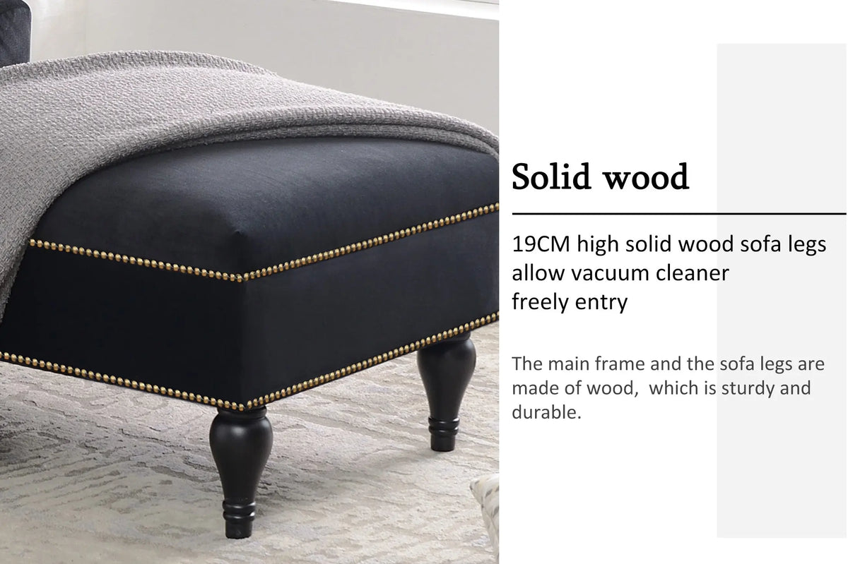 58 Inch Velvet Lounge Chair Button Tufted Right Arm Chaise with Nailhead Decoration Next Gen Luxe Solutions