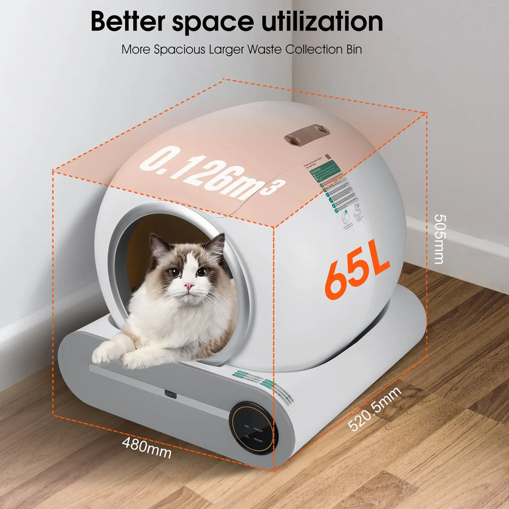 Self-Cleaning Cat Litter Box – Auto Scooping, Odor Removal, WiFi App Control | 65L Capacity Next Gen Luxe Solutions