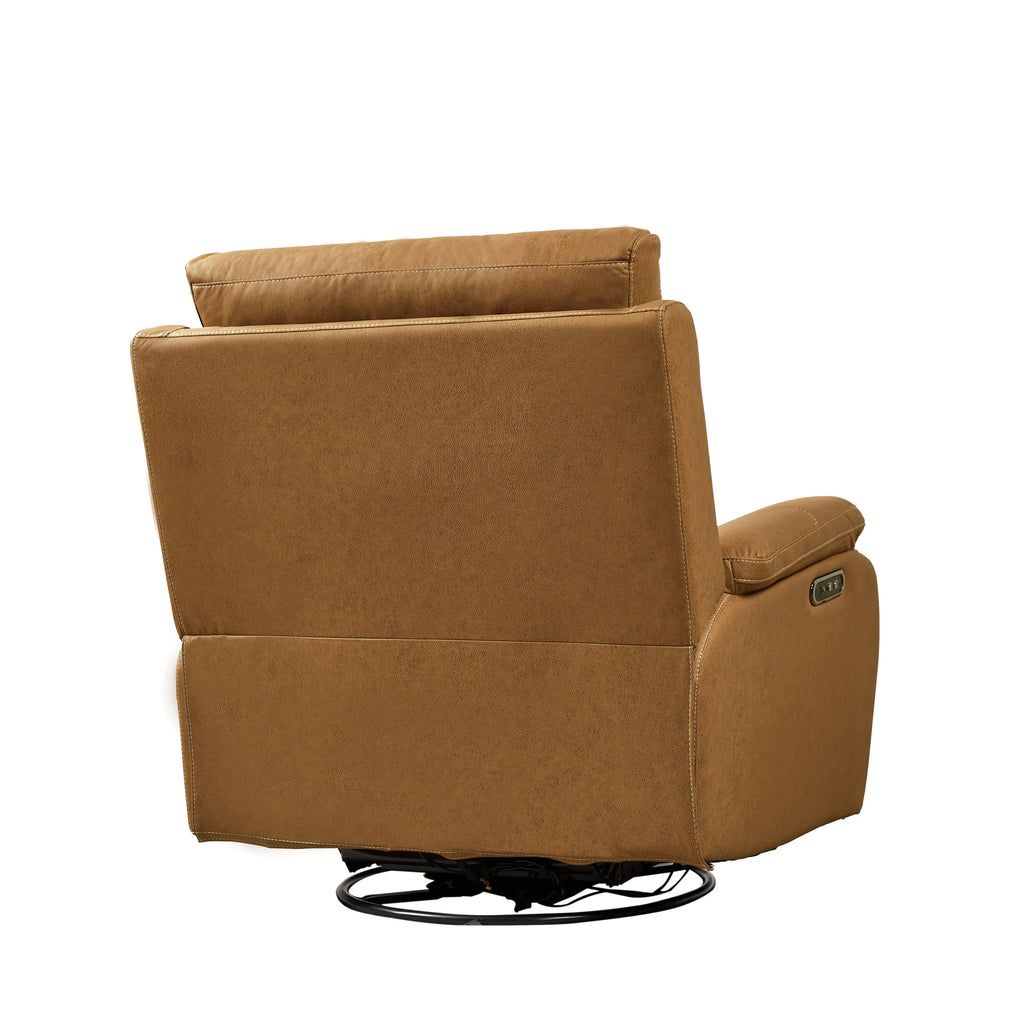 Liyasi Dual OKIN Motor Power Swivel Rocker Recliner Chair | 240° Swivel, Infinite Position, Power Headrest, USB Charging, 330 lb – Yellow Brown Next Gen Luxe Solutions