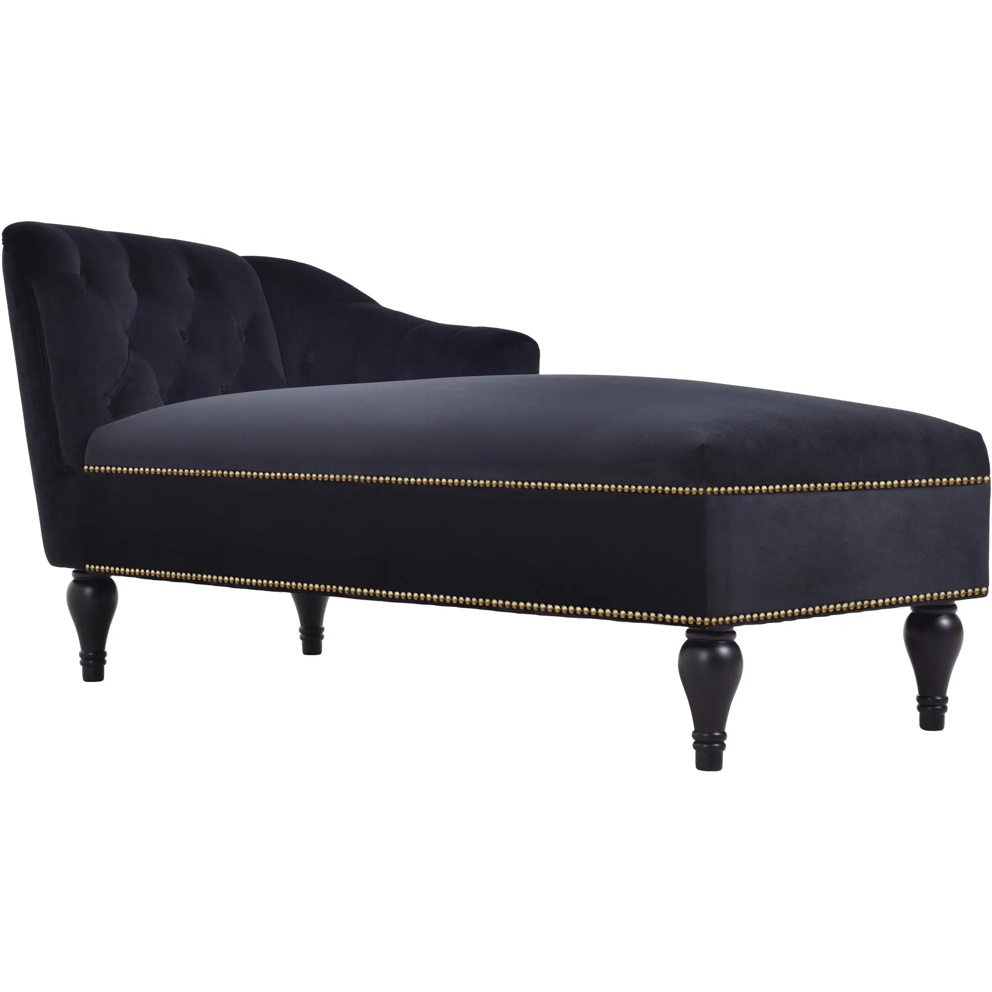 58 Inch Velvet Lounge Chair Button Tufted Right Arm Chaise with Nailhead Decoration Next Gen Luxe Solutions