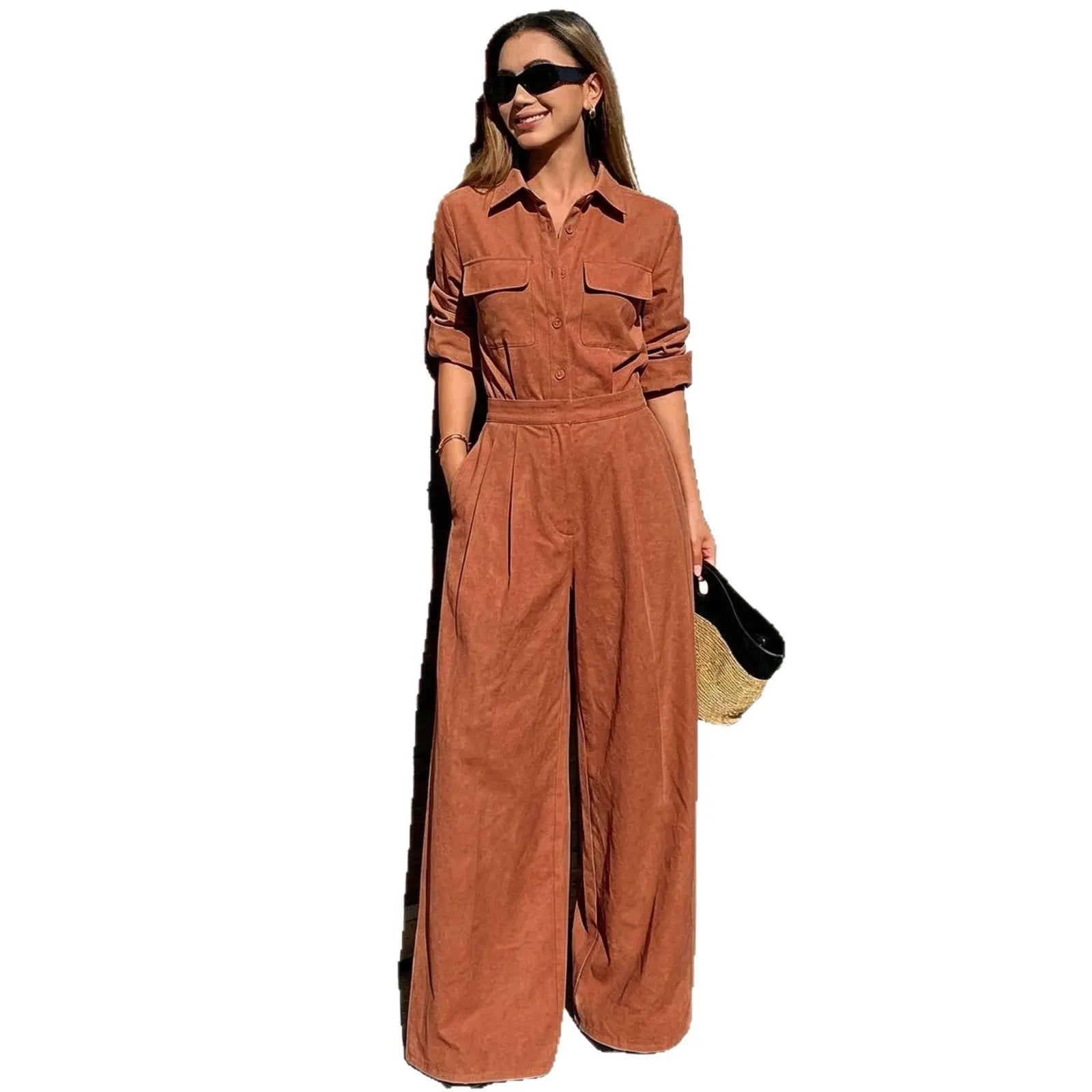 Women's Collared Long Sleeve Full-Length Jumpsuit | Loose Fit, Workwear Style – 5 Colors, S–2XL Next Gen Luxe Solutions