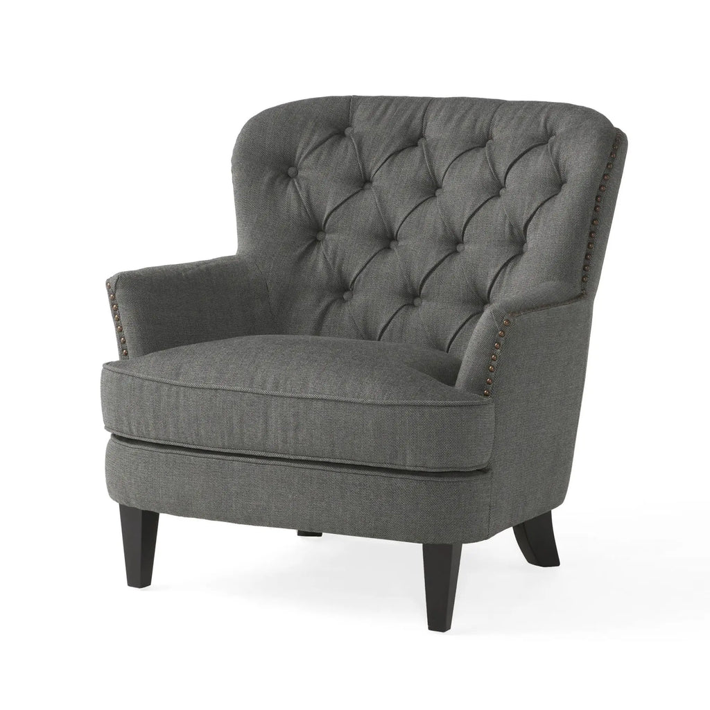 Contemporary Grey Fabric Club Chair and Ottoman Set | Plush Cushioned Armchair with Matching Ottoman – Modern Living Room Next Gen Luxe Solutions