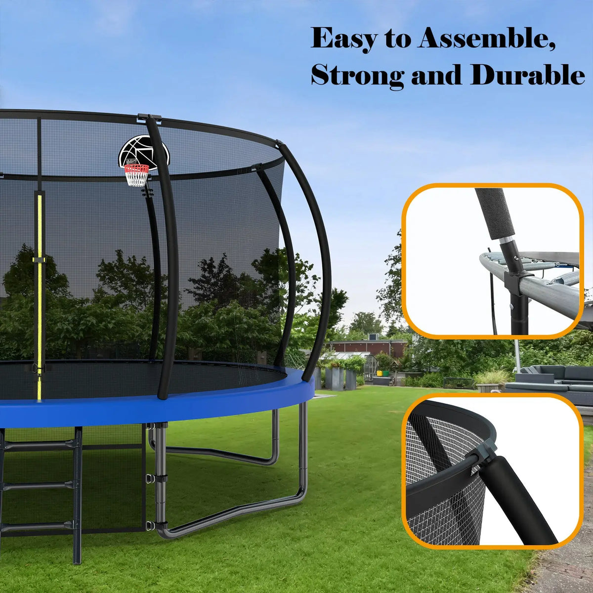 12FT Recreational Kids Trampoline with Safety Enclosure Net & Ladder – Outdoor Next Gen Luxe Solutions
