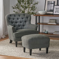 Contemporary Grey Fabric Club Chair and Ottoman Set | Plush Cushioned Armchair with Matching Ottoman – Modern Living Room Next Gen Luxe Solutions
