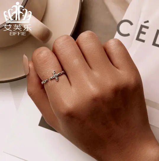 S925 Sterling Silver Retro Cross Open Ring Next Gen Luxe Solutions