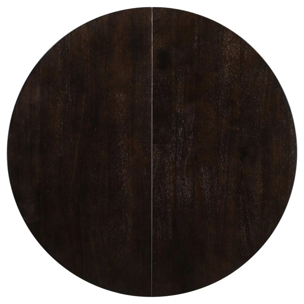 TREXM Farmhouse Round Extendable Dining Table with 16" Leaf – Espresso Wood Kitchen Table Next Gen Luxe Solutions