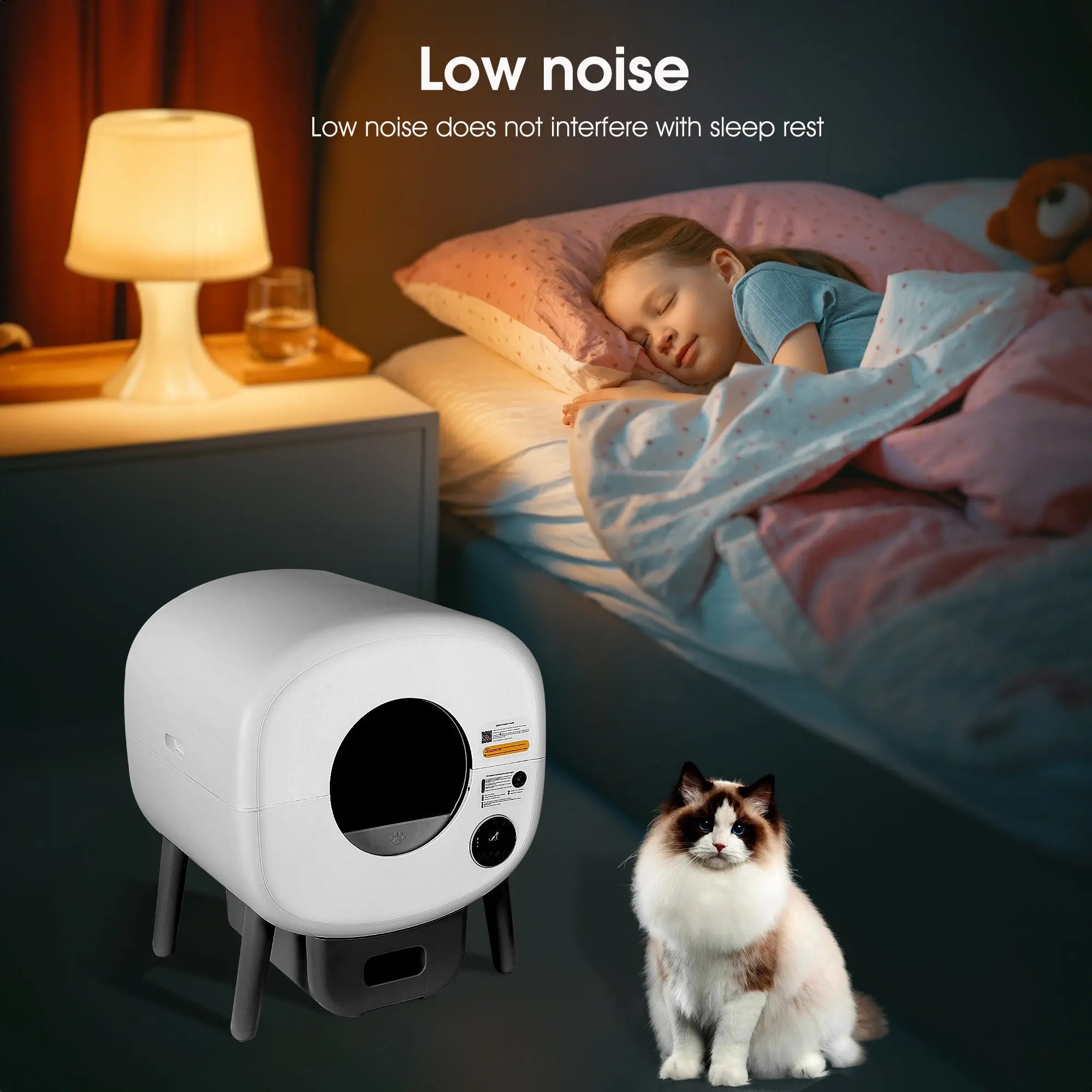 Automatic Smart Cat Litter Box, Large Capacity Self-Cleaning Litter Box with Infrared/Gravity/Ambient Light Function(Model B) Next Gen Luxe Solutions