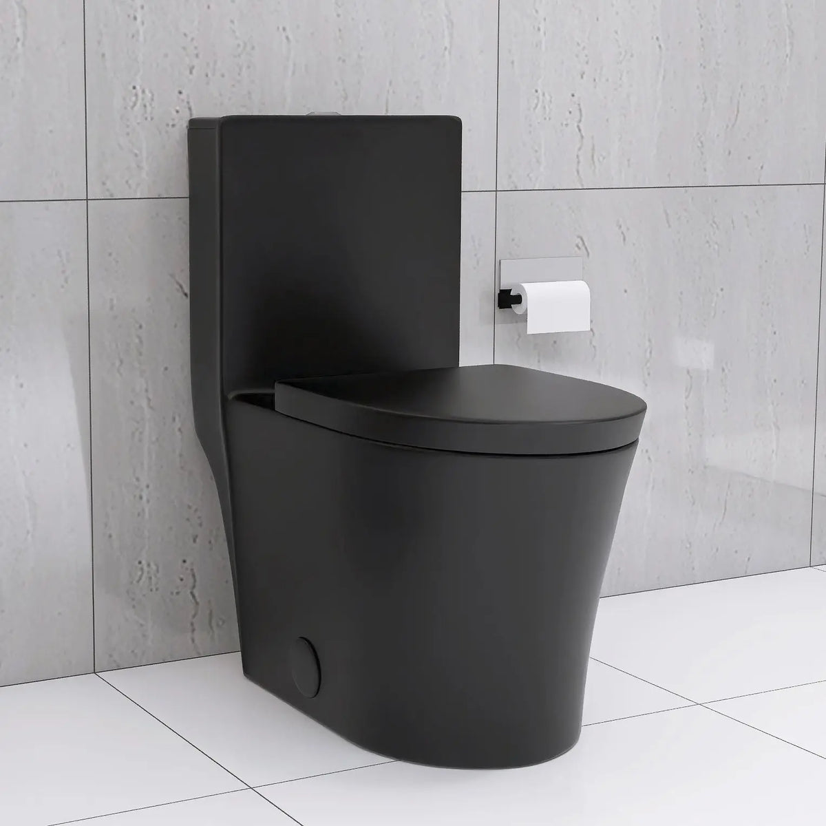 Matte Black Elongated One Piece Toilet Dual Flush 1.1/1.6 GPF Water Saving Map 1000g Next Gen Luxe Solutions
