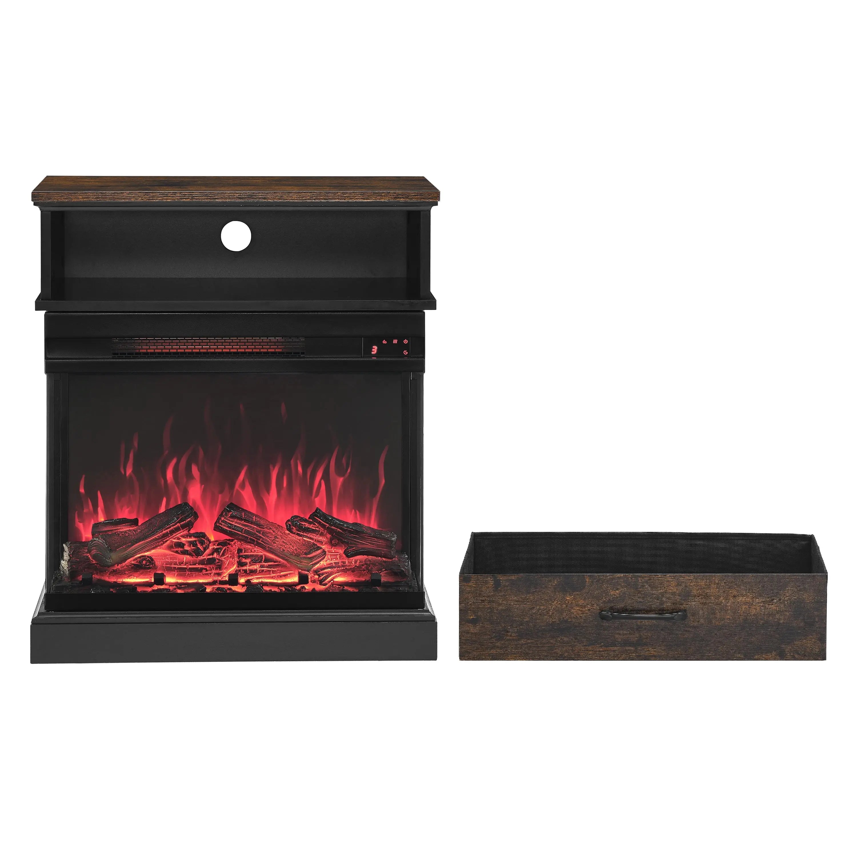 25 inch Stand Side Table with 3-Sided glass Electric Fireplace Next Gen Luxe Solutions