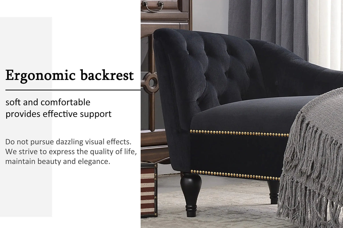 58 Inch Velvet Lounge Chair Button Tufted Right Arm Chaise with Nailhead Decoration Next Gen Luxe Solutions