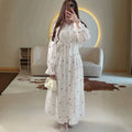 Women's Long Sleeve Lapel A-Line Midi Dress | Button Front, Floral Pattern – White, Champagne, Shiny Pink, S–XXL Next Gen Luxe Solutions