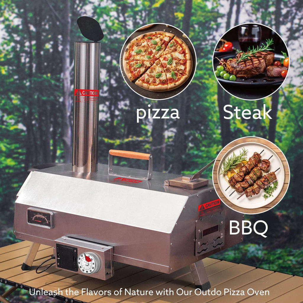 Stainless Steel Pizza Oven Outdoor 12" Automatic Rotatable Pizza Ovens Portable Wood Fired Pizza Oven Pizza Maker with Timer Next Gen Luxe Solutions