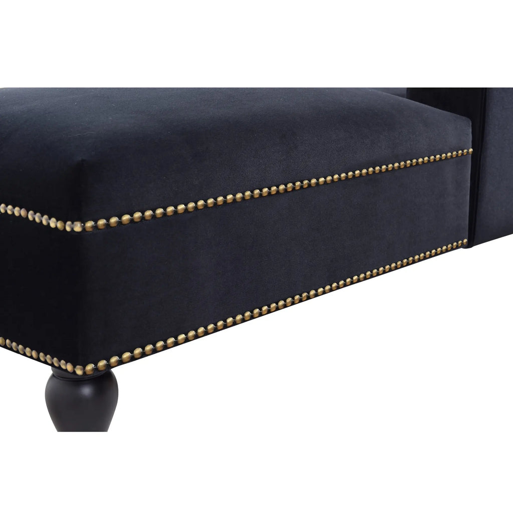 58 Inch Velvet Lounge Chair Button Tufted Right Arm Chaise with Nailhead Decoration Next Gen Luxe Solutions