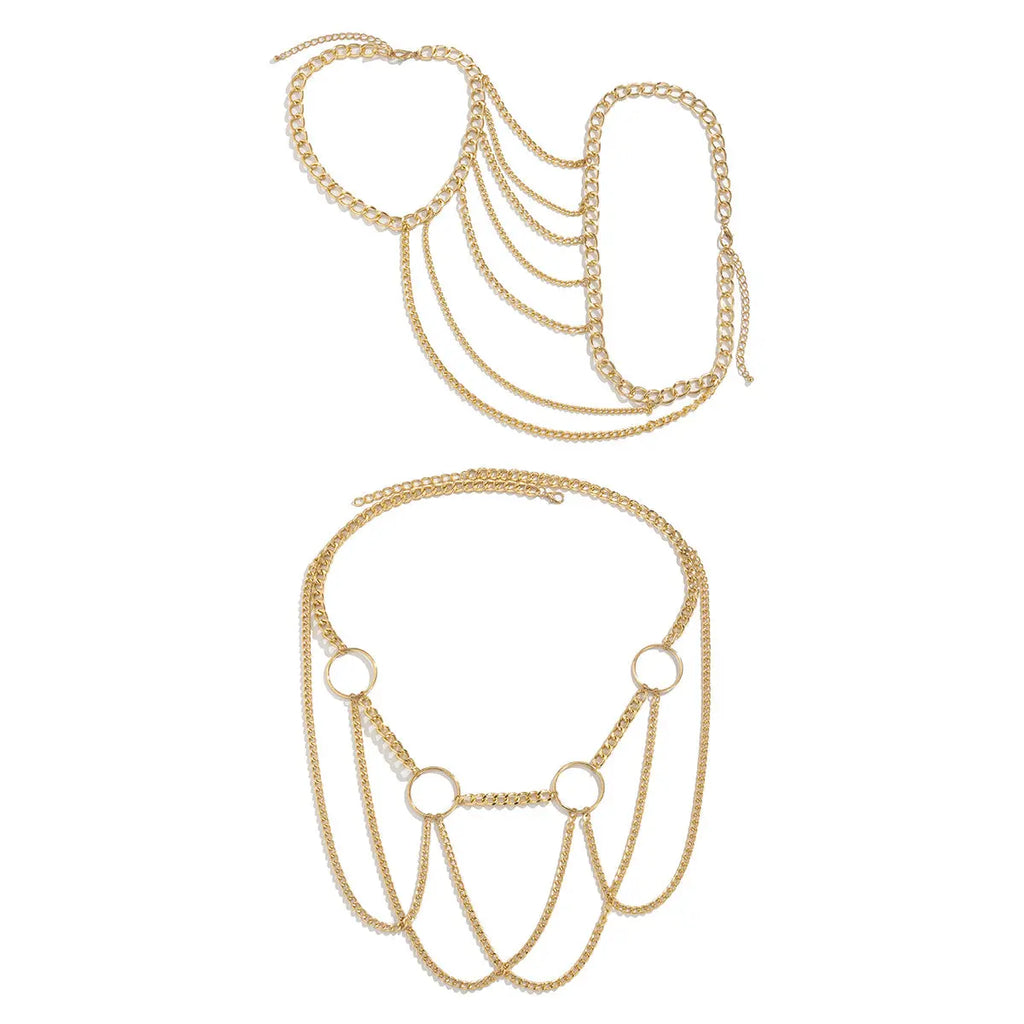 Punk Metal Tassel Chest Chain – U-Shape Cross Body & Waist Chain Next Gen Luxe Solutions