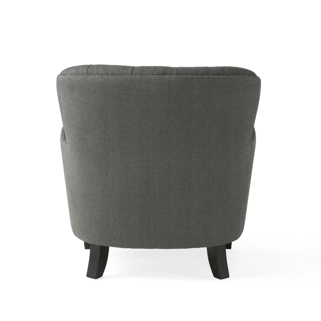 Contemporary Grey Fabric Club Chair and Ottoman Set | Plush Cushioned Armchair with Matching Ottoman – Modern Living Room Next Gen Luxe Solutions