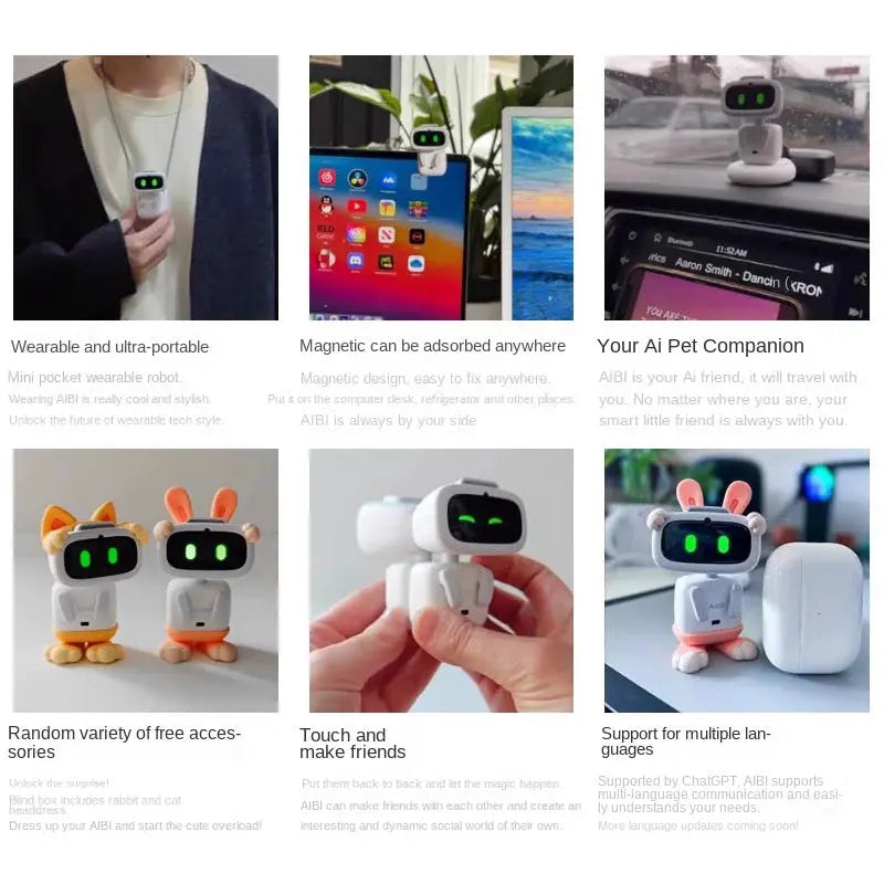 AiBi Smart Pocket Robot | AI Desktop Companion Pet with Bilingual Conversation (Chinese & English), Type-C Charging, 350mAh Battery Next Gen Luxe Solutions