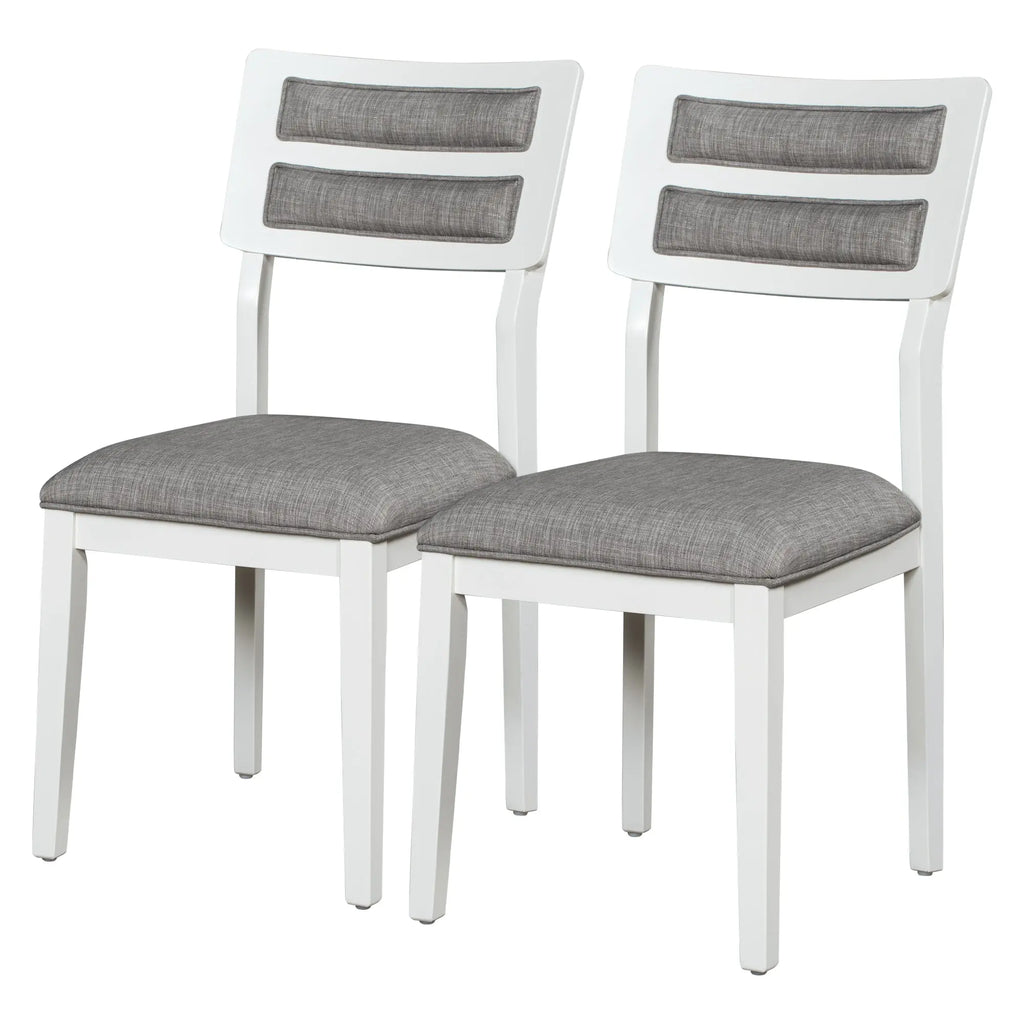 TREXM 6-Piece Classic Dining Set – Table, 4 Upholstered Chairs & Bench (White+Gray) Next Gen Luxe Solutions