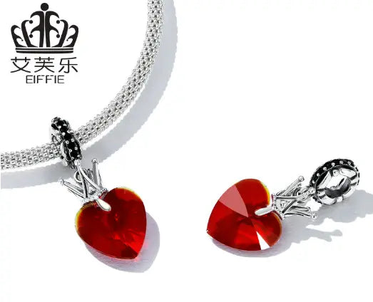 Sterling Silver Crown Love Bracelet – S925 Red Heart Zircon Next Gen Luxe Solutions