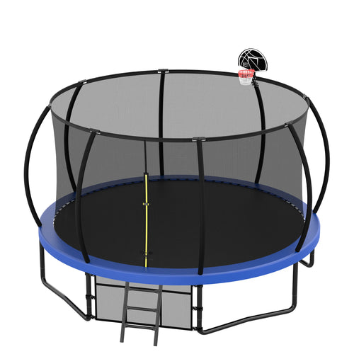 12FT Recreational Kids Trampoline with Safety Enclosure Net & Ladder – Outdoor Next Gen Luxe Solutions