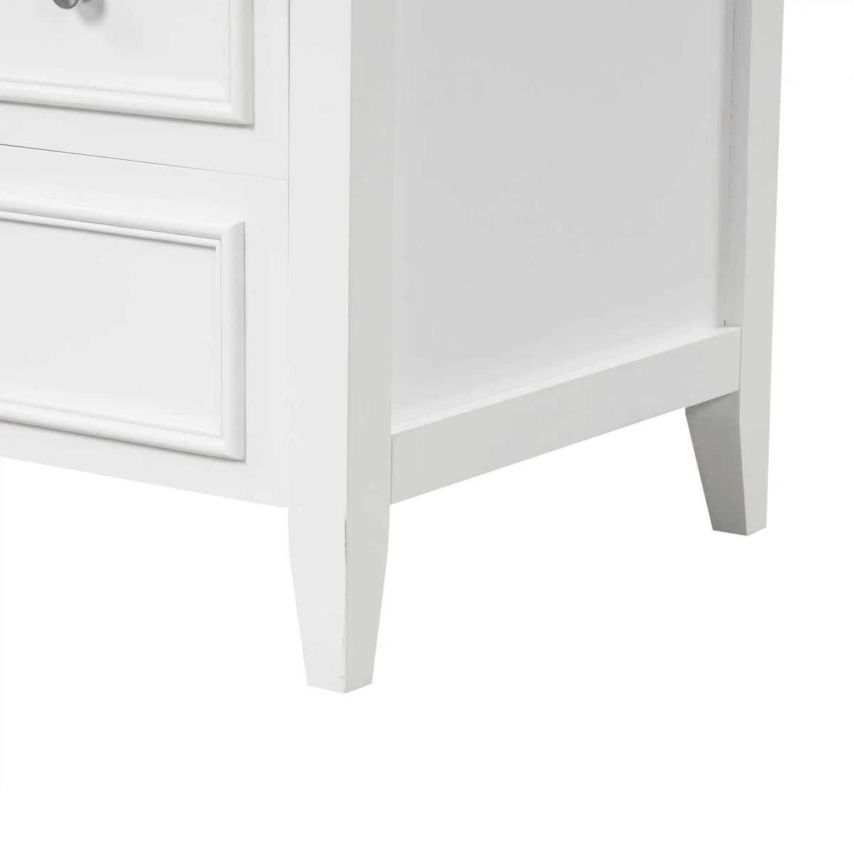 30" Bathroom Vanity with Sink | Solid Wood & MDF, 4 Drawers, Oval Fluted Glass Door, Ceramic Sink, White – Freestanding Next Gen Luxe Solutions