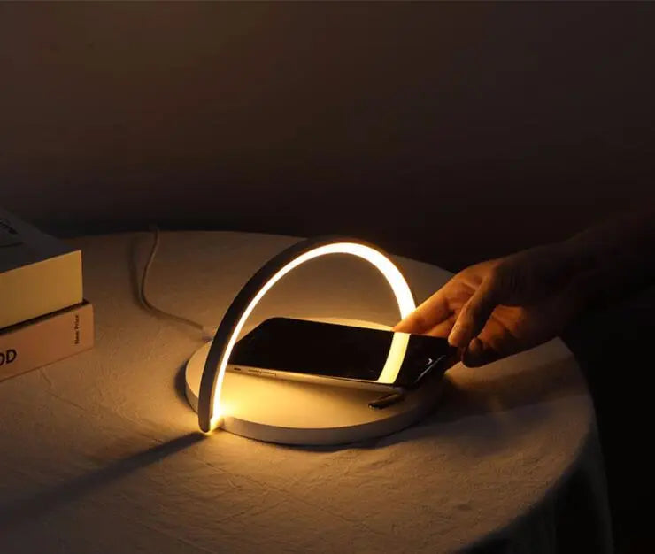 Wooden Qi Wireless Charger Nightlight Lamp Stand | 10W Fast Charge for Samsung, Xiaomi & Qi Devices Next Gen Luxe Solutions