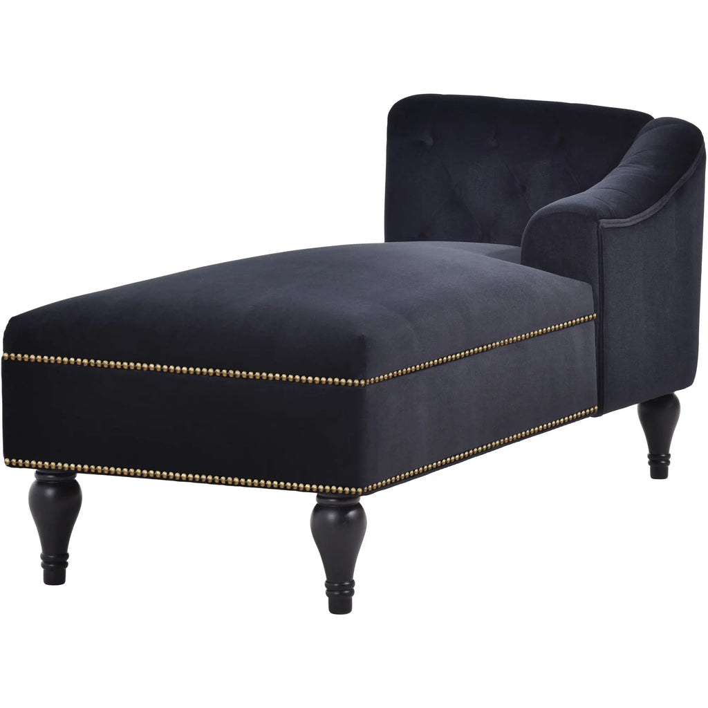 58 Inch Velvet Lounge Chair Button Tufted Right Arm Chaise with Nailhead Decoration Next Gen Luxe Solutions
