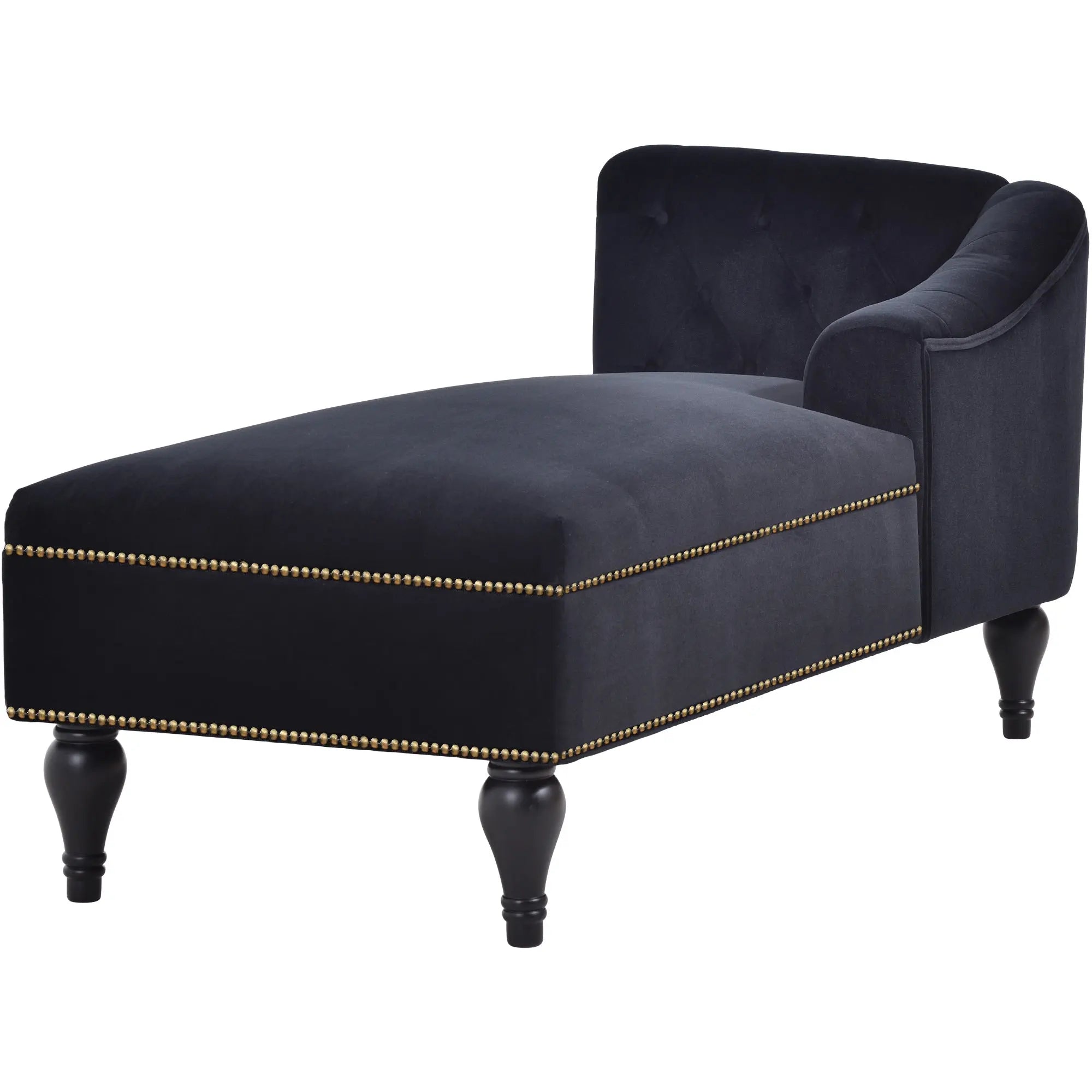 58 Inch Velvet Lounge Chair Button Tufted Right Arm Chaise with Nailhead Decoration Next Gen Luxe Solutions