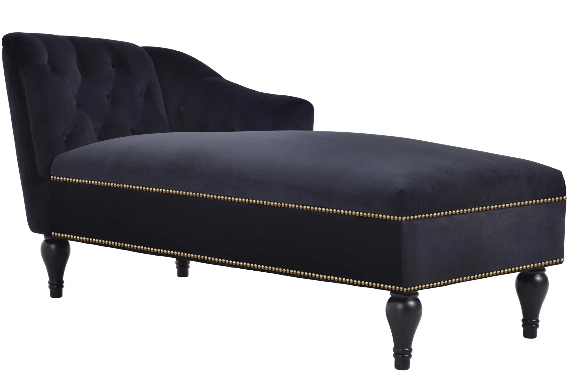 58 Inch Velvet Lounge Chair Button Tufted Right Arm Chaise with Nailhead Decoration Next Gen Luxe Solutions